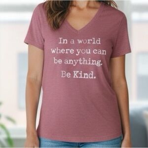 👛 (ANY 2/$15) THREAD TANK Pink V-Neck/ In A World Where You Can Be Anything…..